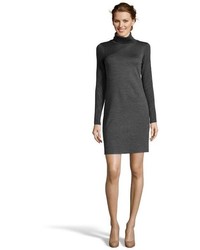 Theory Charcoal And Black Stretch Wool Blend Tajello Sweater Dress