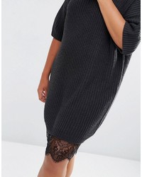Asos Curve Curve Sweater Dress With Lace Hem