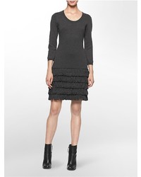 Calvin Klein Fringe Hem 34 Sleeve Sweater Dress