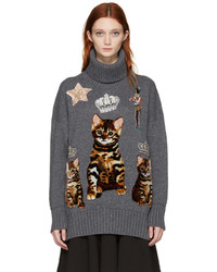 Dolce & Gabbana Grey Bengal Kitten Sweater Dress