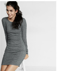 Express Marled Ruched Crew Neck Sweater Dress