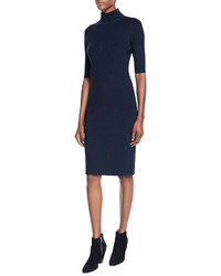 Magaschoni Mock Neck Ribbed Sweater Dress