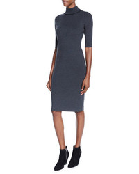 Magaschoni Mock Neck Ribbed Sweater Dress