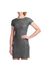 She's Cool Shes Cool Cable Knit Sweater Dress Short Sleeve Grey