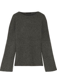 The Row Atilia Ribbed Cashmere Sweater Dark Gray