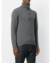 Closed Buttoned High Neck Jumper