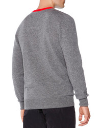 Tomas Maier Contrast Collar Cashmere Sweater Dark Gray