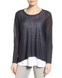 Eileen Fisher Petite Organic Linen Blend Swing Sweater