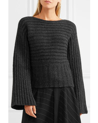 Rosetta Getty Ribbed Alpaca Blend Sweater Charcoal