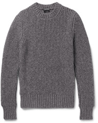 Tom Ford Slim Fit Ribbed Mlange Cashmere And Wool Blend Sweater
