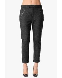 7 For All Mankind Slant Zip Soft Pant In Charcoal Grey Wool