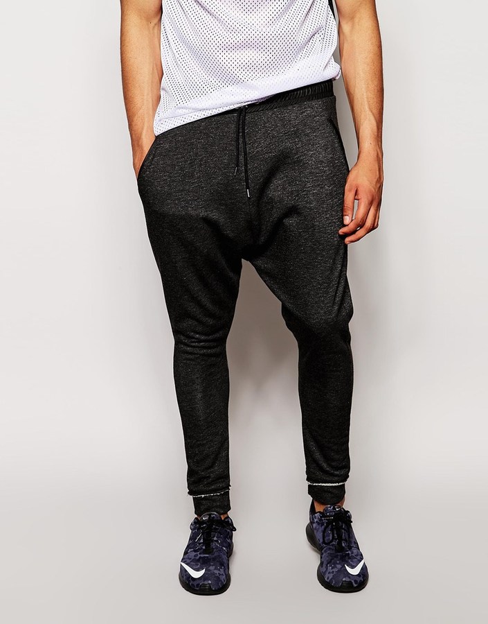 grey drop crotch joggers