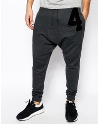 Asos Drop Crotch Sweatpants With Flocked Print Charcoal