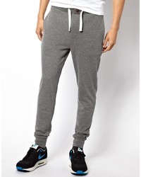 Asos Skinny Sweatpants With Zip Fly And Button Detail Charcoal