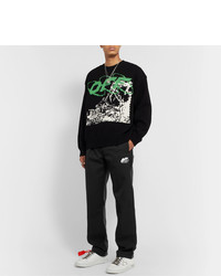 Off-White Black Logo Embroidered Wool Blend Trousers
