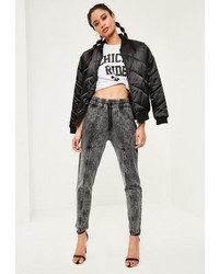 Missguided Grey Washed Zip Front Detail Casual Joggers