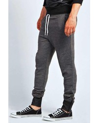 Boohoo Skinny Joggers With Leather Look Cuffs