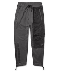 Y-3 Slim Fit Cropped Poplin Panelled Loopback Cotton Jersey Sweatpants