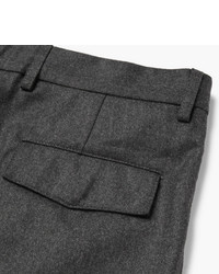 Brunello Cucinelli Slim Fit Tapered Wool Flannel Drawstring Trousers