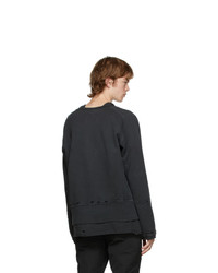 C2h4 Grey Distressed Layered Sweatshirt