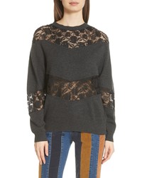 See by Chloe Lace Panel Wool Blend Sweatshirt