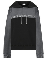 Saint Laurent Love Me Forever Oversized Cotton Terry Hooded Sweatshirt Anthracite