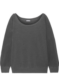 Splendid Pigt Cutout Cotton Jersey Sweatshirt Anthracite