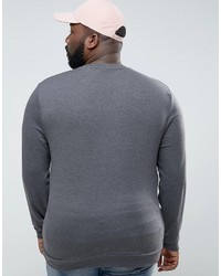 Asos Plus Lightweight Muscle Sweatshirt In Charcoal Marl