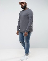 Asos Plus Lightweight Muscle Sweatshirt In Charcoal Marl