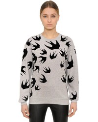 McQ by Alexander McQueen Swallow Flocked Cotton Jersey Sweatshirt