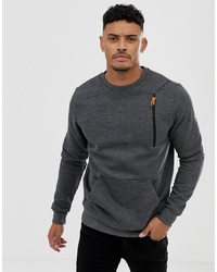 BLEND Sweatshirt With Zip Pocket In Grey