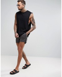 Asos Swim Shorts In Gray With Side Tape Detail In Short Length