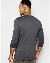 Asos Brand Extreme Muscle 34 Sleeve T Shirt With Notch Neck
