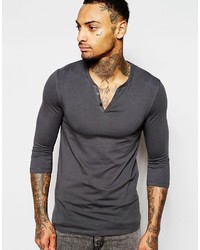 Asos Brand Extreme Muscle 34 Sleeve T Shirt With Notch Neck