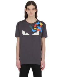 Fendi Monster Leather Patches Cotton T Shirt