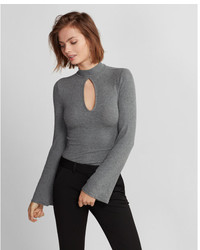 Express Ribbed Cut Out Bell Sleeve Tee