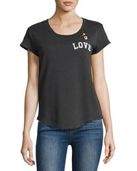 Zadig & Voltaire Seattle Bis Love Short Sleeve Overdyed Cotton Tee Gray
