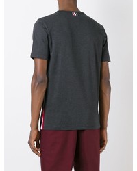 Thom Browne Short Sleeve T Shirt With Chest Pocket In Charcoal Jersey