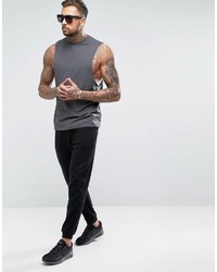 Asos Tank With Dropped Armhole In Charcoal Marl