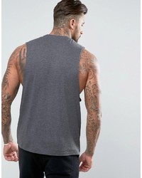 Asos Tank With Dropped Armhole In Charcoal Marl