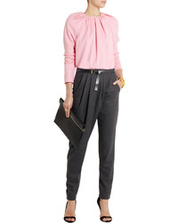 Vionnet Belted Stretch Wool Twill Tapered Pants