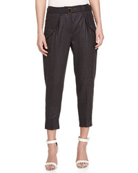 Stella McCartney Wool Ankle Cropped Trousers Charcoal