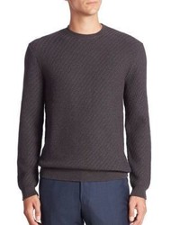 Charcoal Textured Crew-neck Sweater