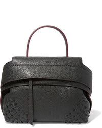 Charcoal Textured Leather Tote Bag