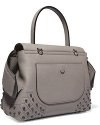 Tod's Wave Mini Embellished Textured Leather Tote Anthracite