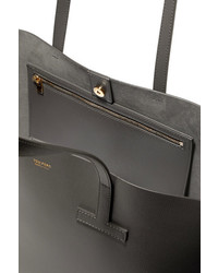 Tom Ford T Small Textured Leather Tote Gray