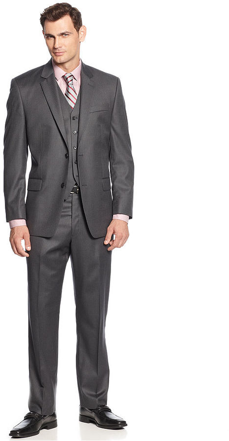 MICHAEL Michael Kors Michl Kors Suit Charcoal Track Vested, $595 | | Lookastic