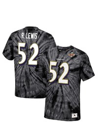 Mitchell & Ness Ray Lewis Black Baltimore Ravens Tie Dye Super Bowl Xxxv Retired Player Name Number T Shirt