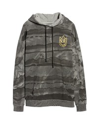 Cult of Individuality Oversize Stripe Cotton Pullover Hoodie In Charcoal Tie Dye At Nordstrom