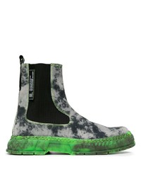 Charcoal Tie-Dye Leather Casual Boots